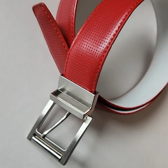 Ping Reversible Red And White Leather Belt - Picture 2 of 10